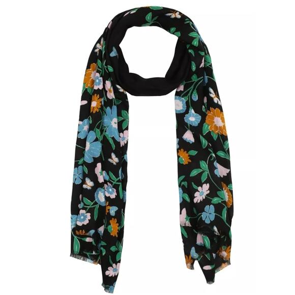 KATE SPADE SCARF KATE SPADE NEW YORK FLORAL GARDEN SPRING SUMMER VISCOSE SCARF - Picture 1 of 6